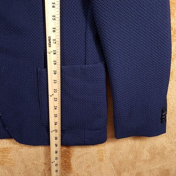 HUGO BOSS Sport Coat Mens Size 38 R Navy Slim Fit Seersucker Blazer HANRY $695 - Picture 11 of 13